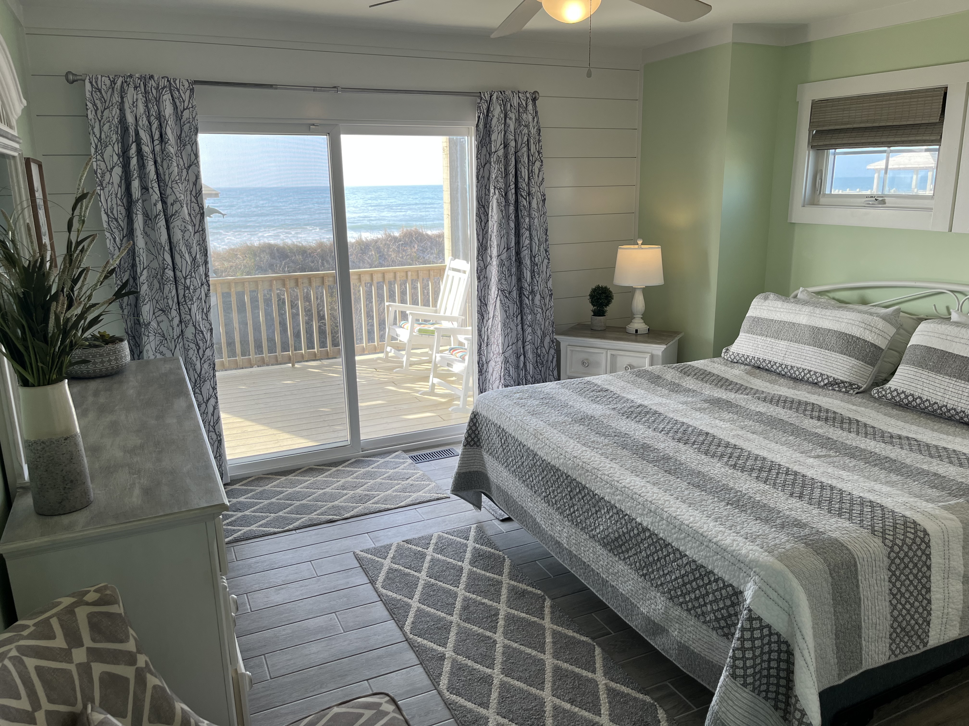 Green Bedroom with king bed.  Ocean Views!