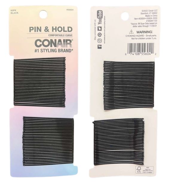55604
CONAIR BLACK PINS 60PK
UPC: 074108556042
48 CS PACK
