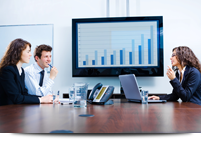Business partners reviewing their analysis||||