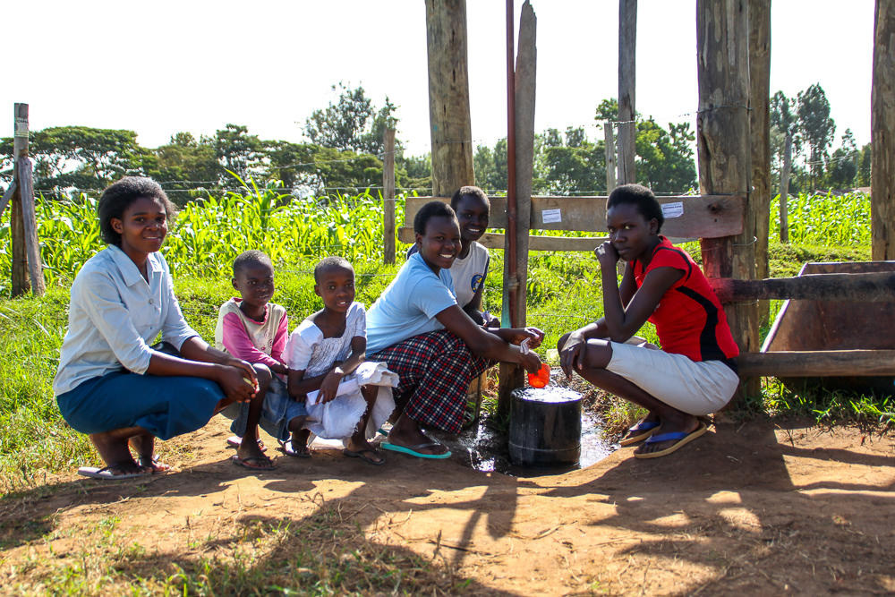 School children who attend Moi's Bridge Primary School who now have clean water and are not getting sick any more from contaminated water. 