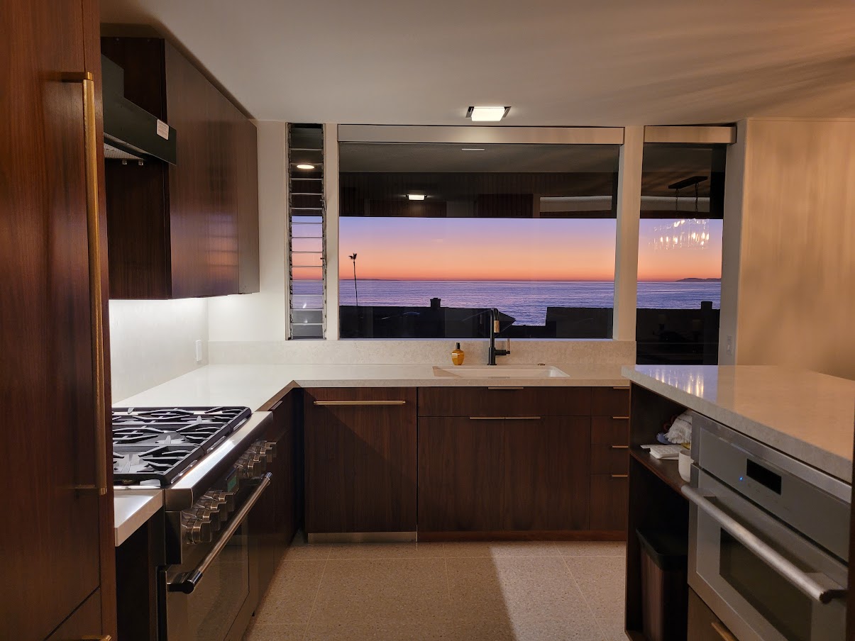 Project - Cyprus Shores San Clemente Walnut Kitchen with Panel Ready Appliances
