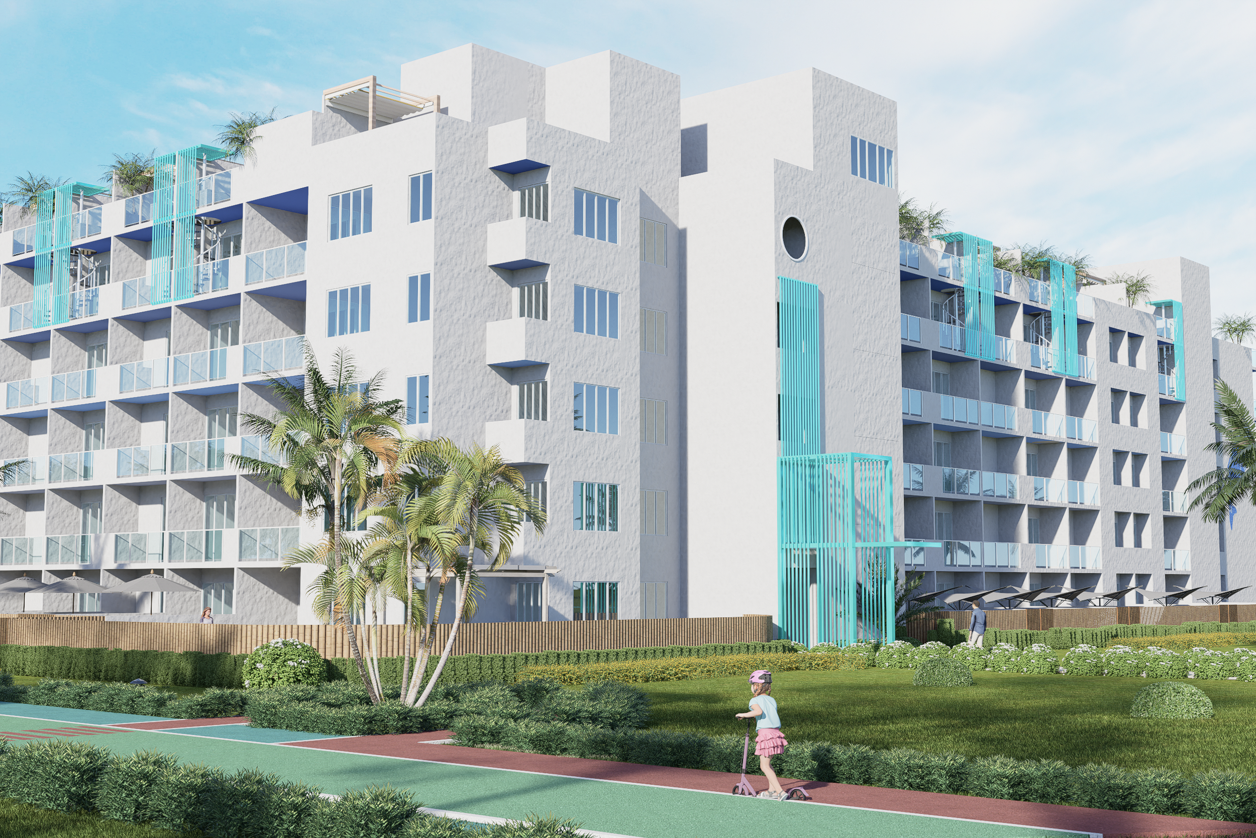 Edificios tipo resort.