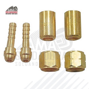 KIT DE TUERCAS PARA MANGUERA
Contenido: Kit de tuercas para manguera kit, caja con varias piezas.
Juego de 2 pivotes, una tuerca para oxígeno, una tuerca para acetileno y dos ferrules, todo para manguera de 1/4” ø.