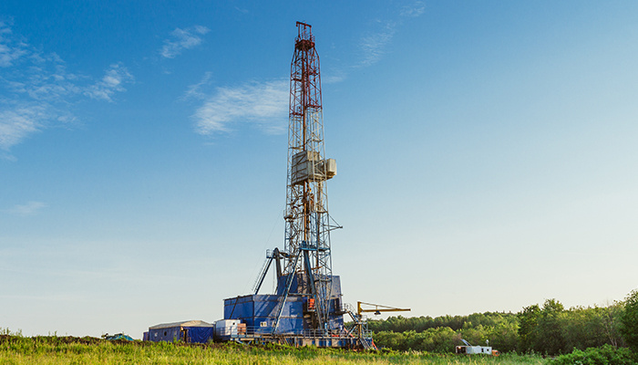 Land Oil Drilling Rig Blue Sky