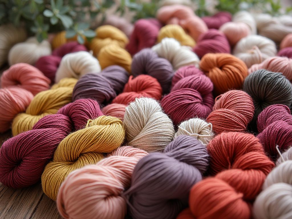 Ovillos de lana de colores diversos sobre una superficie de madera, ideal para proyectos de manualidades.