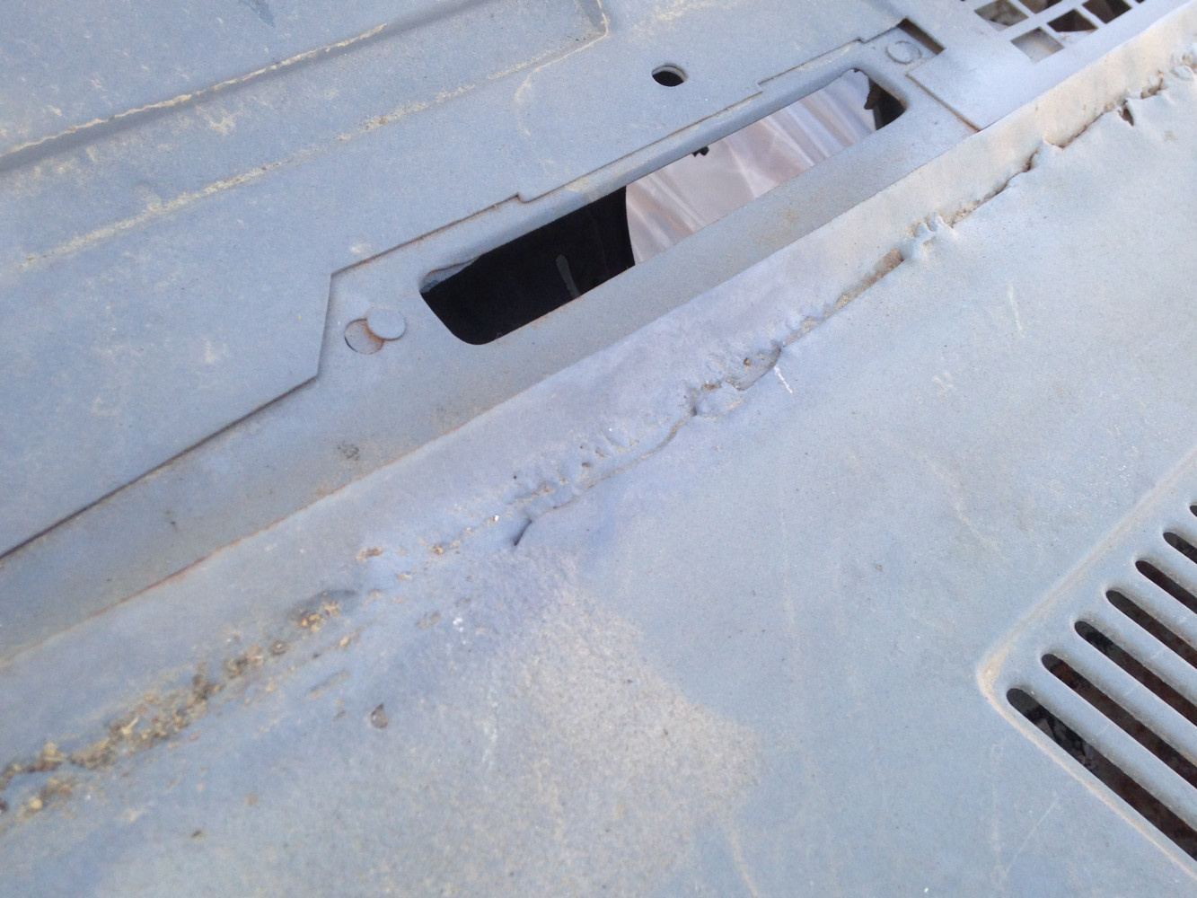Someone pulled the cowl off and welded it back on.
Really?