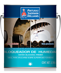 La pintura Bloqueador de Humedad de Sherwin Williams es 100% Acrílica la cual está diseñada especialmente para ser aplicada en superficies con problemas de humedad. 