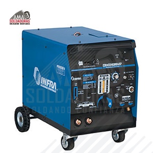 MI 2 300 CA CD AF

Categoría: Proceso TIG GTAW
Trabajo: Industrial
Alimentación: 220/440 V
Rango de amperaje de soldadura:	30-300 A, CA/CD
Ciclo de trabajo: 40%
Suelda con: Para soldar electrodo revestido (SMAW) de corriente alterna y directa, (C.A. y C.D.) hasta un diámetro de 4.0 mm (5/32”). Para hacer soldadura TIG (GTAW) con corriente alterna y directa, (C.A. y C.D.).