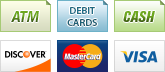 We accept ATM, Debit Cards, Cash, Discover, MasterCard and Visa.||||