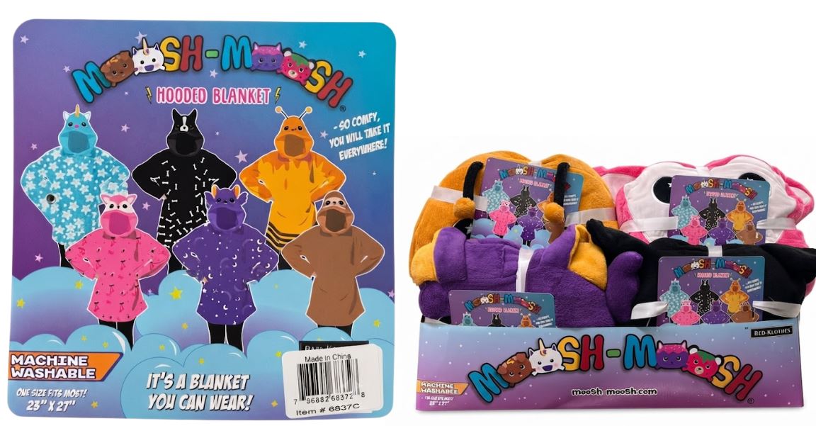 6837C
MOOSH MOOSH HOODED BLANKET SERIES 3
1 DISPLAY 12PC
UPC: 786892683728
24 CS/PK = 2 DISPLAY
