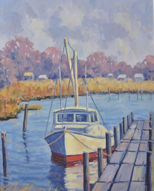 Fishing Boat, Drum Point, MD, 20 x 16 Oil