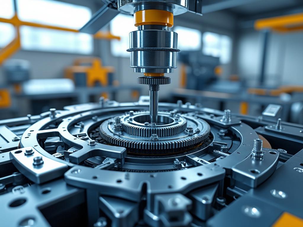 Primer plano de una máquina CNC en operación en un taller industrial.