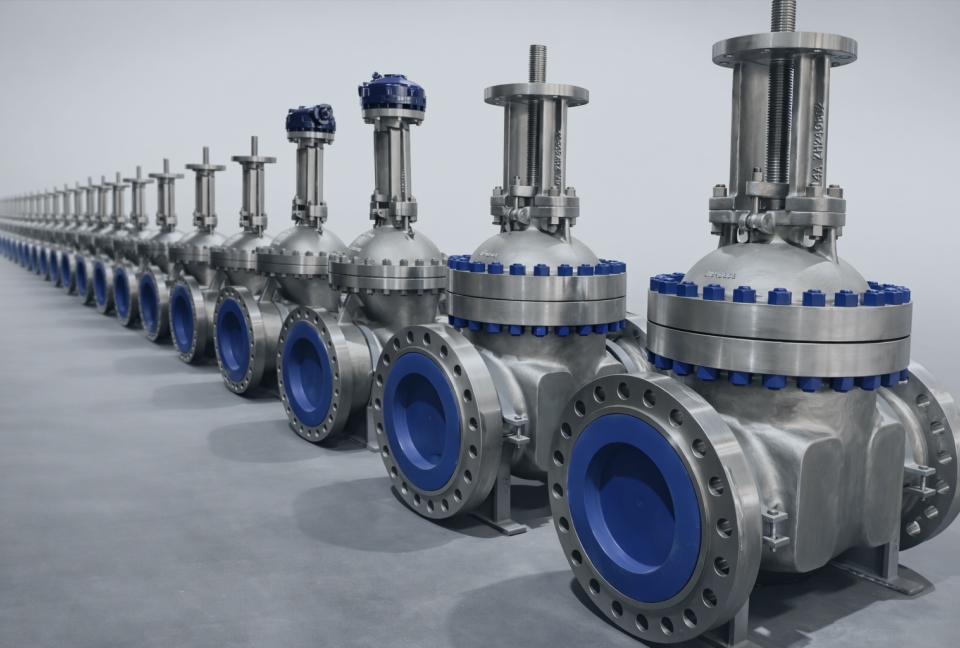 Several valves lined up