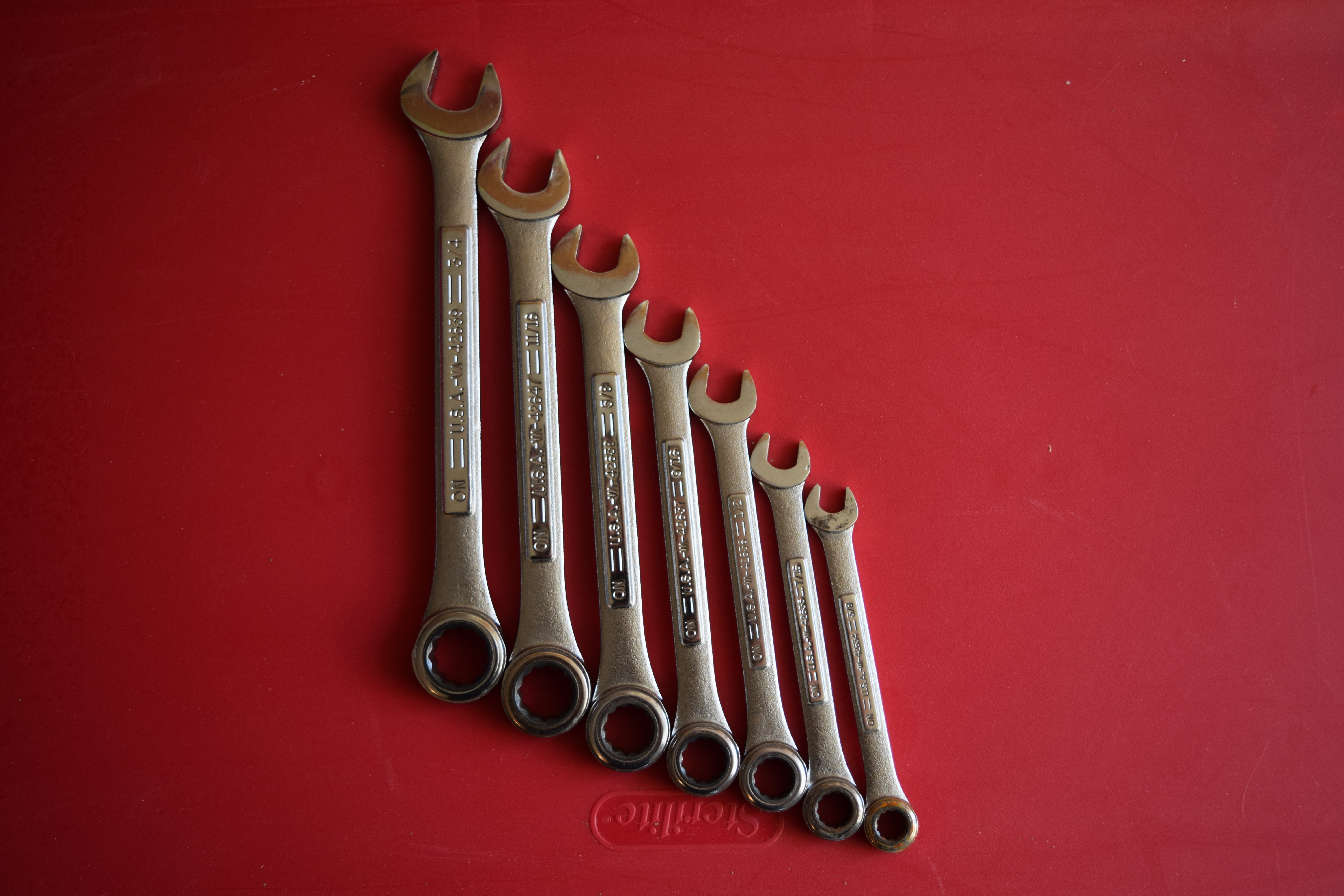 Box & Open-End Speed Wrenches (x8; 5/16”, 3/8, 7/16, 1/2, 9/16, 5/8, 11/16, 3/4 by Craftsman)