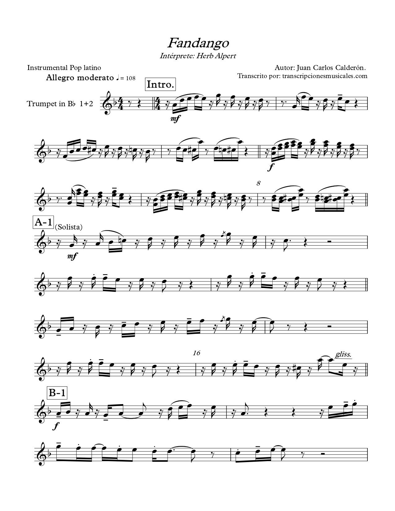 Fandango - trompeta solista hoja 1