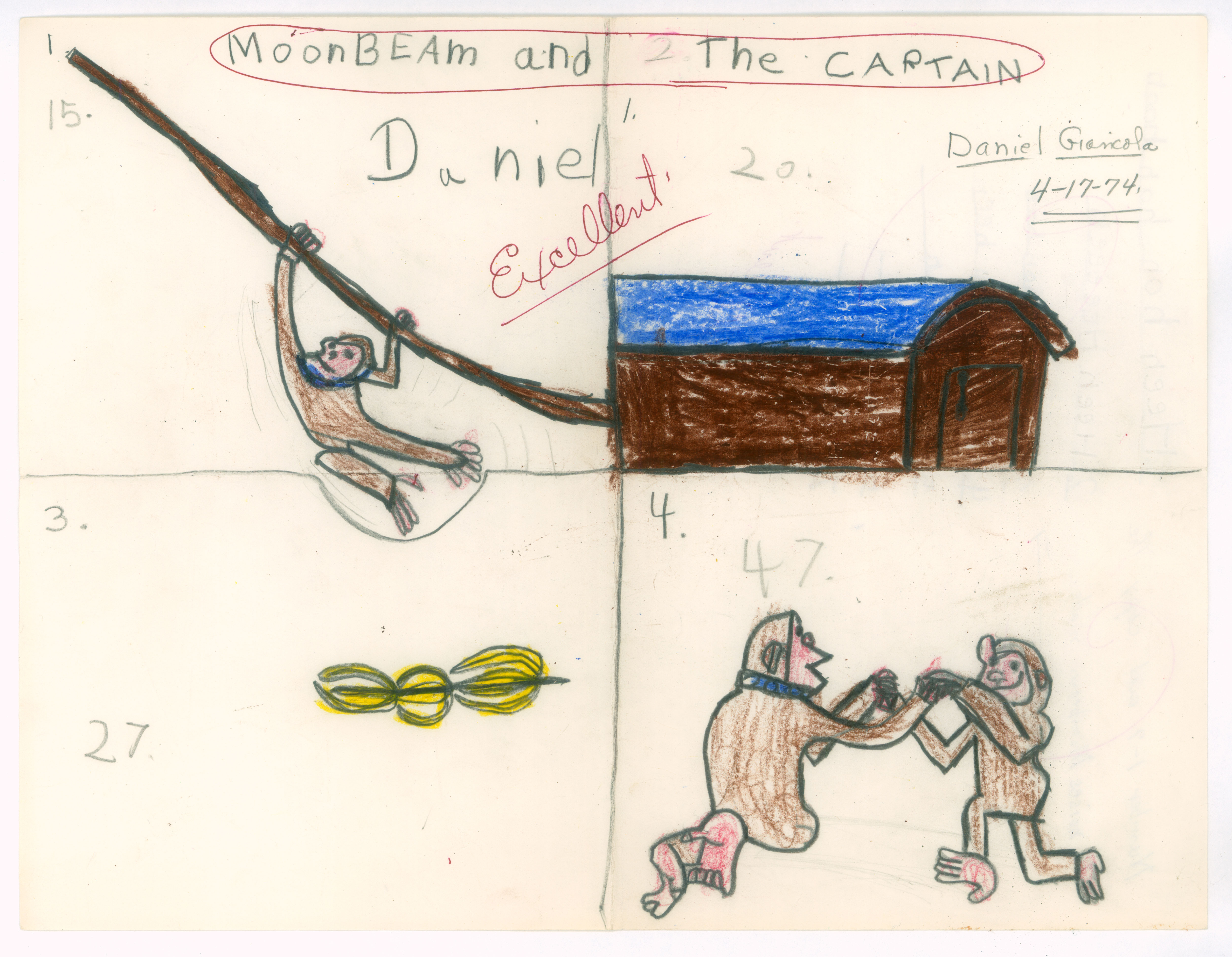 Moonbeam and the Captain
11" x 8.5"  Crayon on Paper 1974
