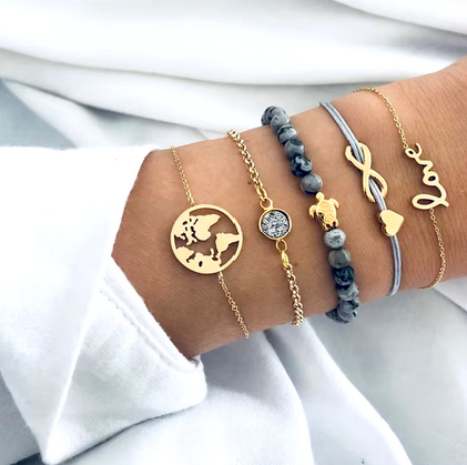 Bracelet Set for Women, Gold Color, Boho Retro, Thick Twist, Trendy Quality Jewelry Gifts