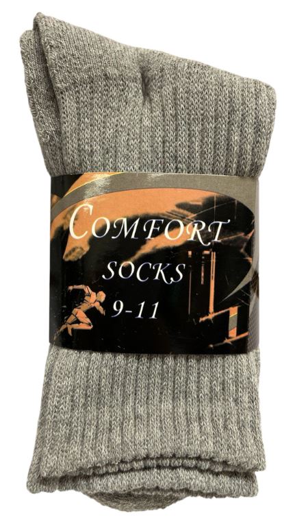 C103 
3PK COMFORT SOCKS CREW GRAY 9-11
UPC 812462030569
C203
3PK COMFORT SOCKS CREW GREY 9-11
UPC 812462030590
80 CS PACK
