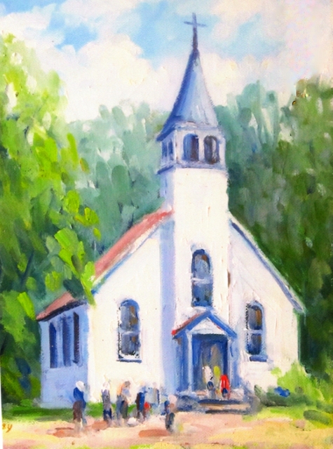 Chapel Time, 10 x 8 Oil 