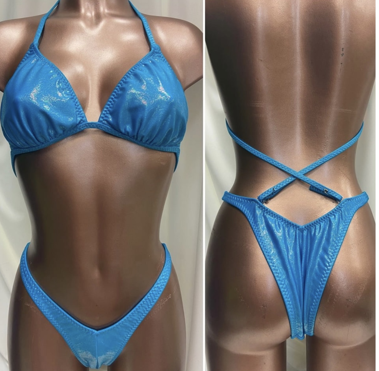 R8012 $40
C+ banded top
Medium front
xxsmall back
Aqua multicolor  frost