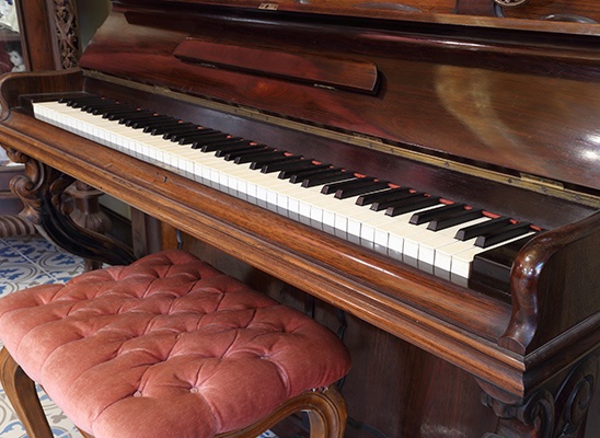 Piano Keys And Wood Grain