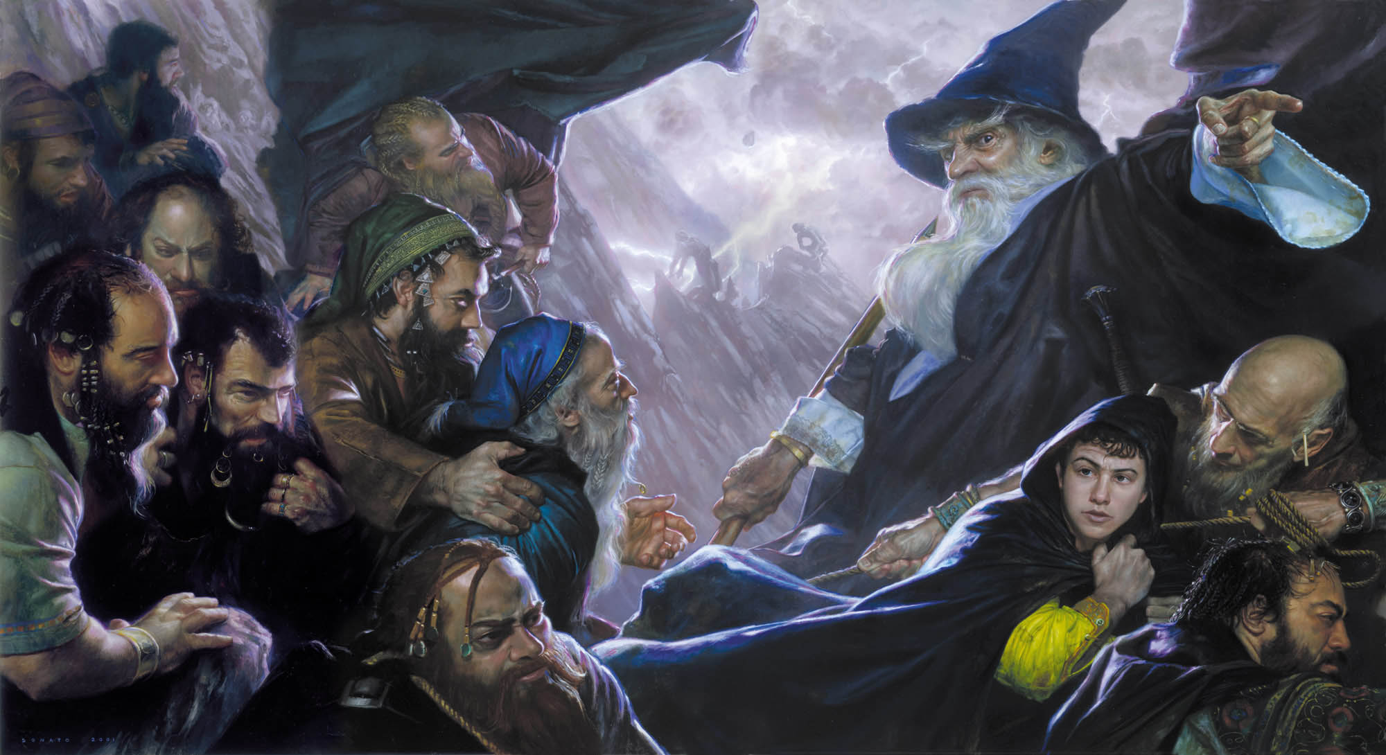 The Hobbit: Expulsion
37" x 67"  Oil on Panel  2001
crossing the Misty Mountains, humbled by the forces of nature
cover art for The Hobbit graphic novel