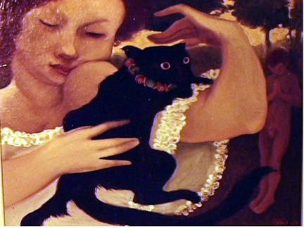 Title: Circe 
Media: Oil painting on panel (1969)
Artist: William Girard
Originally collection of Allen Abramson.
Photo courtesy of Ken Weikal, Farmington Hills, MI.
Compare the Girard painting, "Circe and Friends," on the next page.