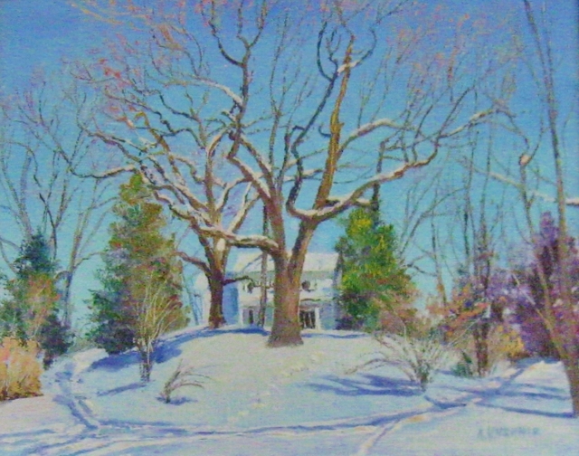 29. Winter at Mt. Pleasant, 8x10, oil on canvas on panel