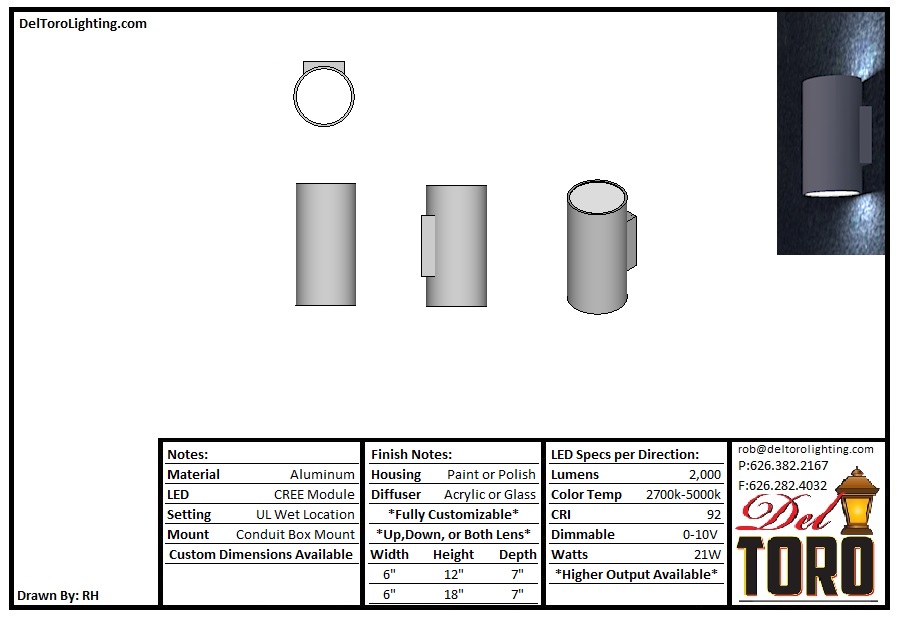 511W-Metal Cylinder Sconce
