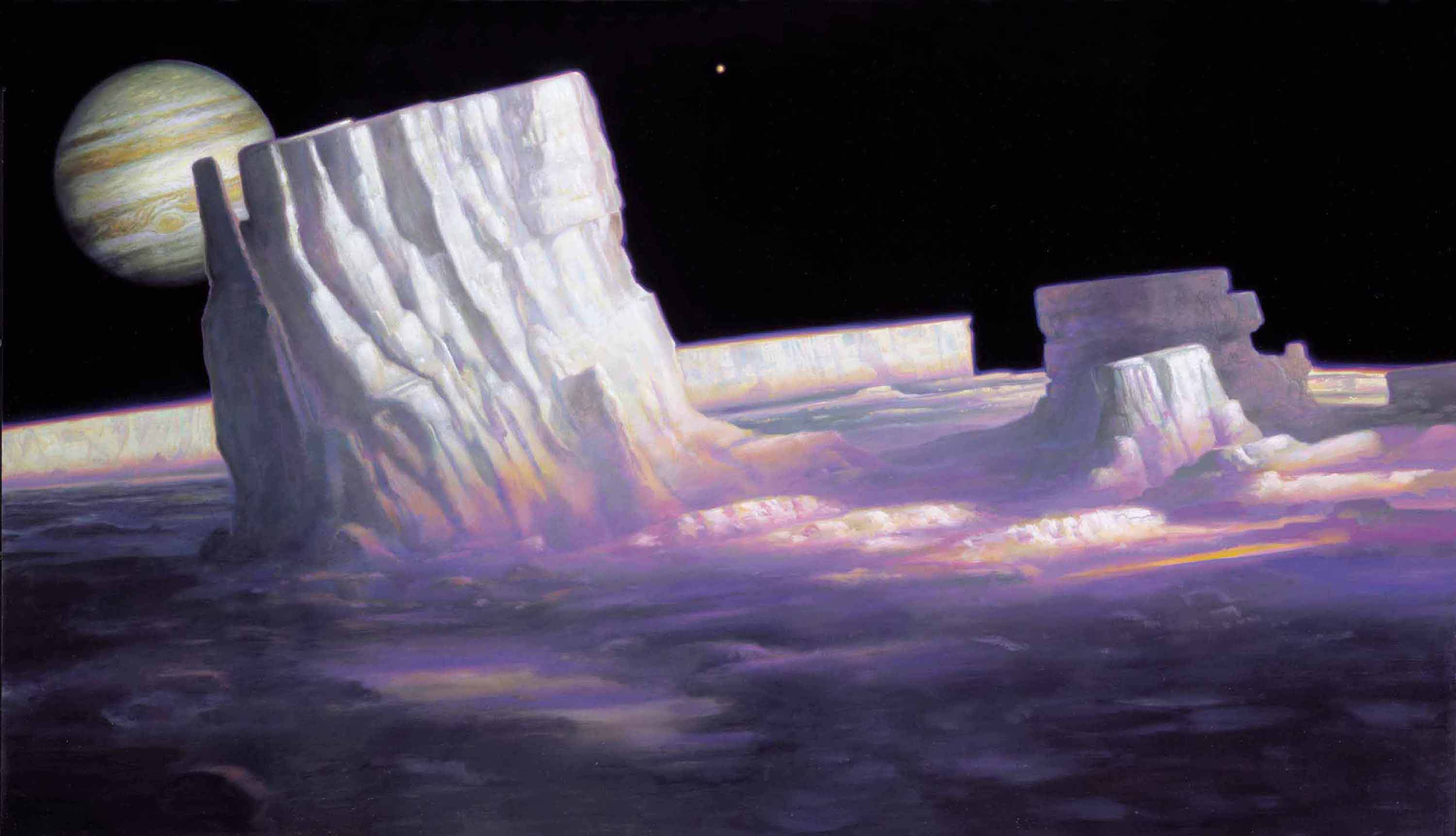 Permanent Sunset on Europa, Moon of Jupiter
27" x 48"  Oil on Panel  2001
private collection