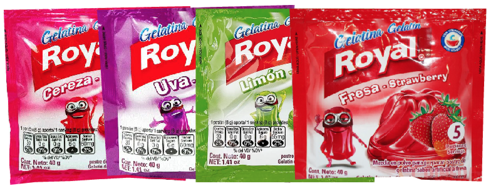Gelatinas con sabor Royal 48/1
Códigos: 10132, 10133, 10134, 331