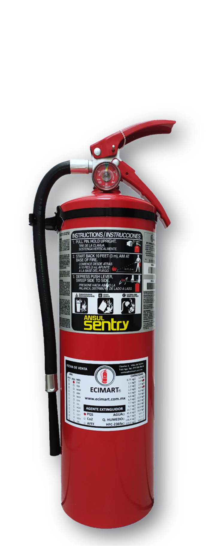 EXTINTOR  PQS ABC CAP. 
4.5k (10lbs)