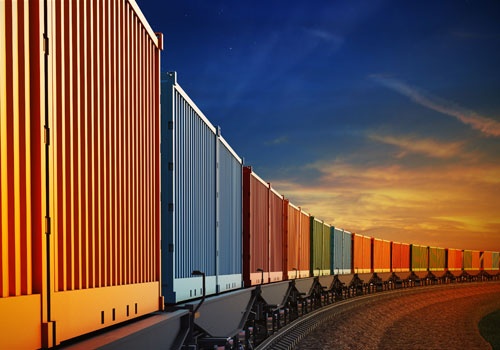 Wagon of Freight Train with Containers