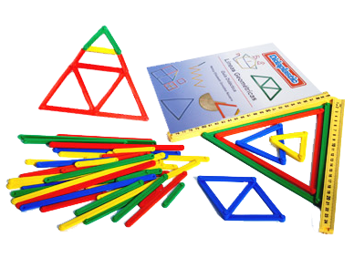 Líneas Geométricas Escolar
Precio$490.00 CON IVA
216 piezas lineales en 18 medidas diferentes (de 3 a 20 cm)
12 piezas por cada medida fabricadas en plástico en 6 colores diferentes
1 regla plegable de plástico de 1 metro 2 medidor de ángulos
1 guía didáctica.
Construir figuras geométricas (regulares e irregulares) con diferentes características, propiedades y dimensiones específicas; estimar y calcular perímetros, áreas, medidas de ángulos y alturas de triángulos;  establecer la relación entre las equivalencias en unidades de longitud del Sistema Métrico Decimal y del Sistema Inglés.