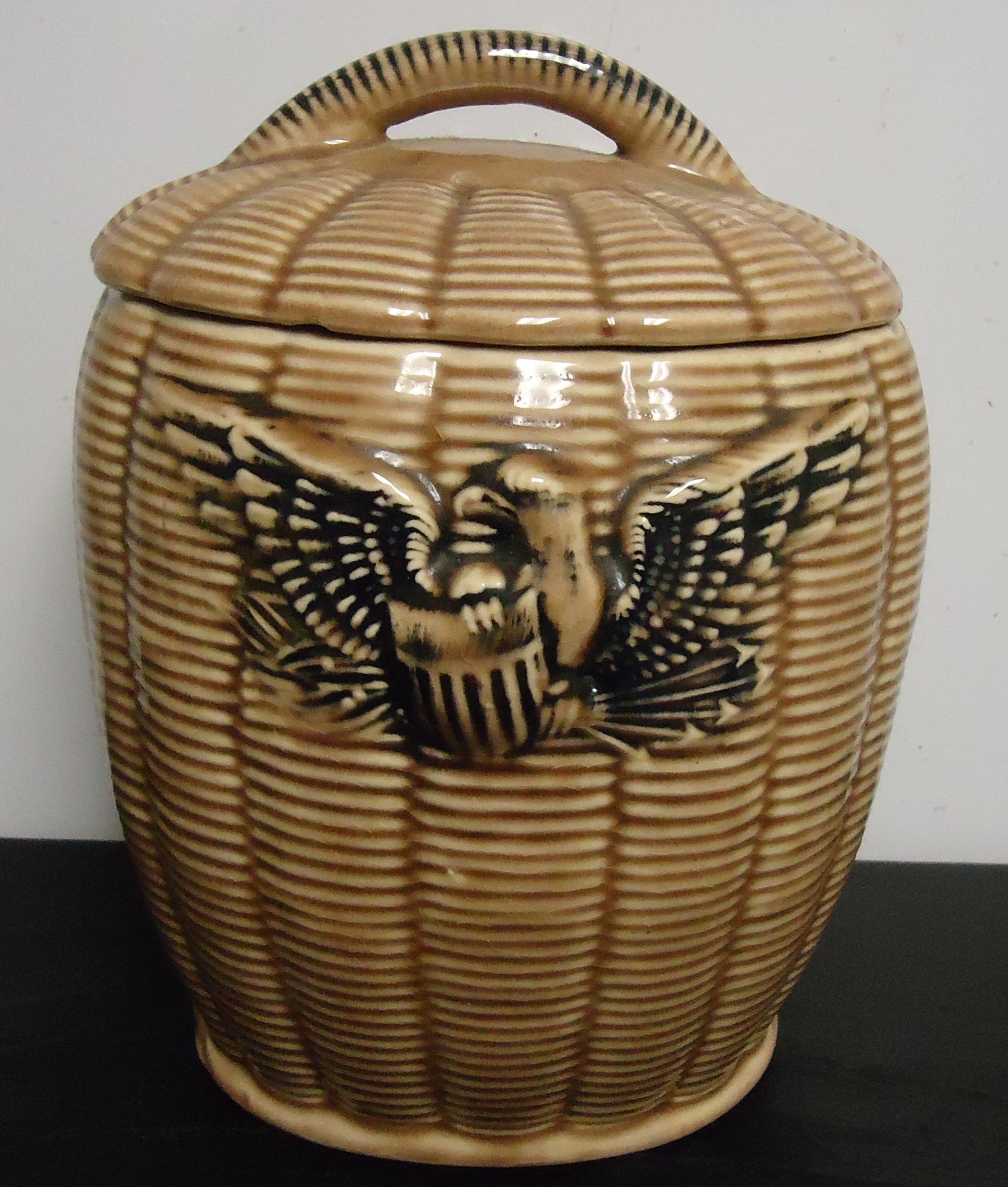 (11) "McCoy" Wicker Basket
W/ Eagle Cookie Jar
$18.00