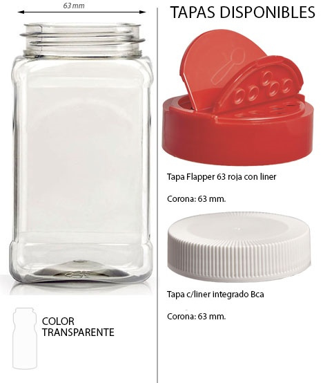 FRASCO CUADRADO 500ML. 
Piezas por empaque:	168



