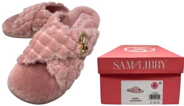 J3390F1650
SAM &amp; LIBBY FURR SLIPPER BLUSH
 6.5 - 7 - 7.5 - 8 - 8.5 - 9 - 11
12 CS PACK
 
