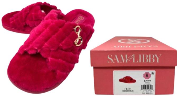 J3390F2651
SAM &amp; LIBBY FURR SLIPPER FUCHSIA
6 - 6.5 - 7 - 7.5 - 8 - 8.5 - 9 -9.5 - 10 - 11
12 CS PACK