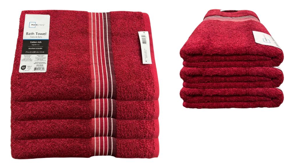 MS8002456020-87
MAINSTAYS BURGUNDY BATH TOWEL
100% COTTON
27X52
UPC: 665721136546
36 CS/PACK

