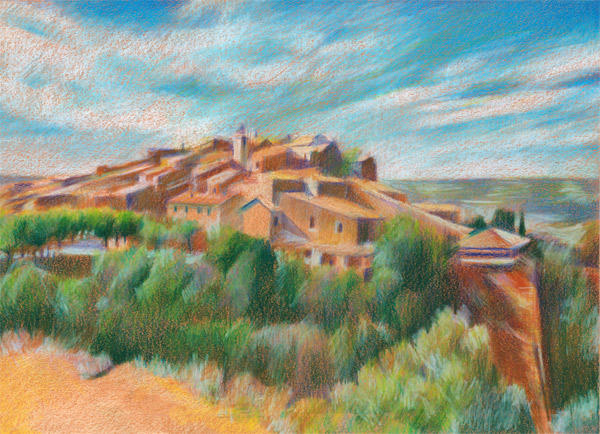 Rousillon, Provence (Coloured Pencil 8.27" x 11.75")