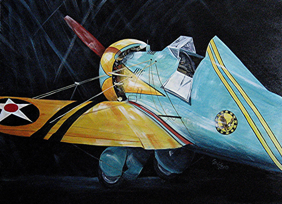 "Boeing P26A Peashooter", Acrylic, 30x40  
