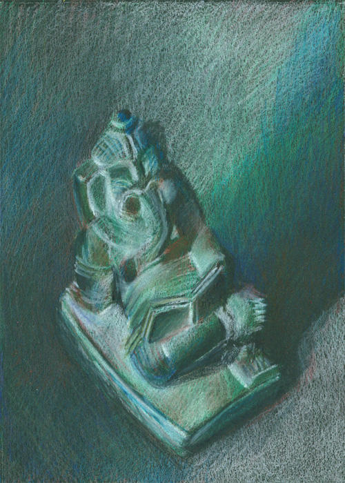 Ganesh (7"x5") Coloured Pencil on black Canson Mi Teintes paper