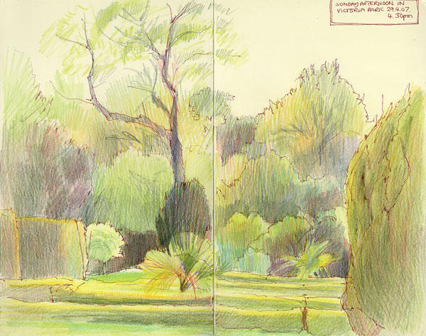Sketchbook/London: Sunday Afternoon in Victoria Park