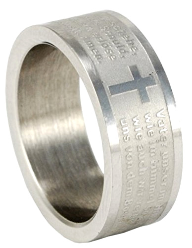 ANILLO CON PADRE NUESTRO EN ACERO INOXIDABLE