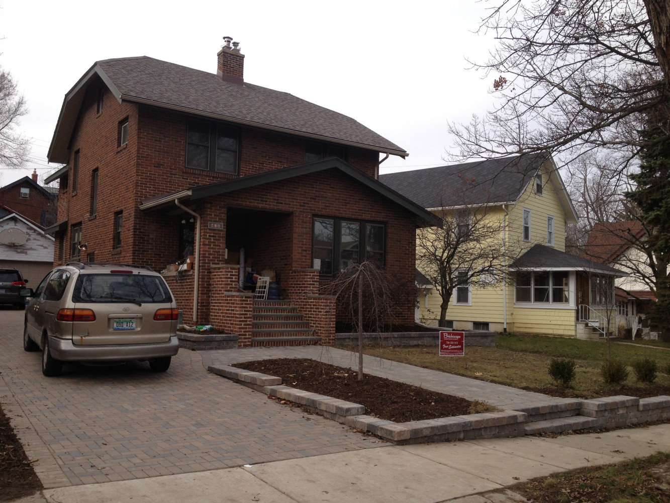 New and improved brick driveway and retaining walls.