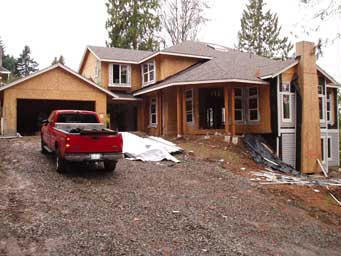 Kenmore home. Beginning phases of the siding installation.
