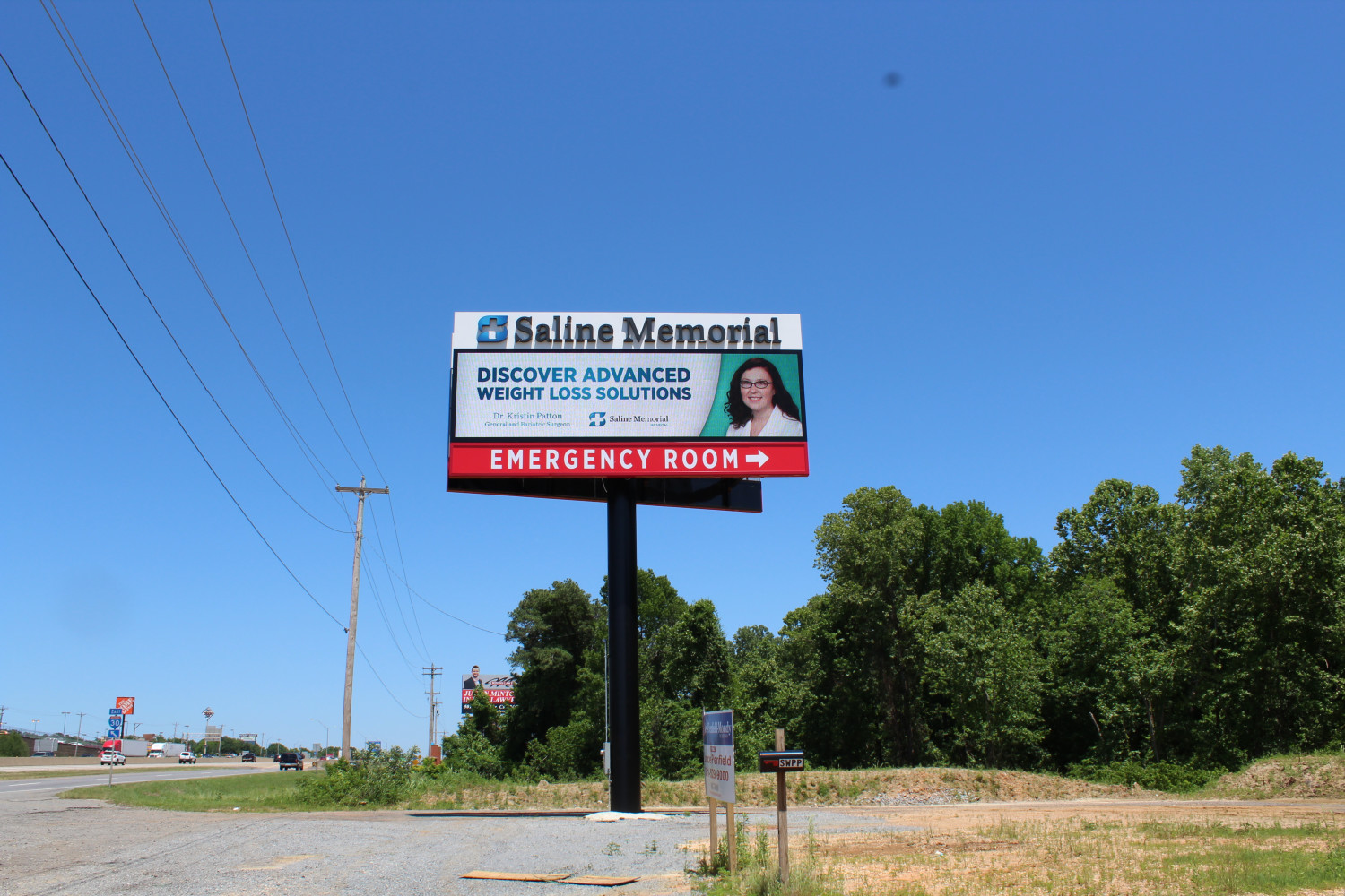 10'x36'   2 sided Watchfire Display with lighted reverse lit channel letters. located at Saline Memorial Hospital in Benton, Arkansas.