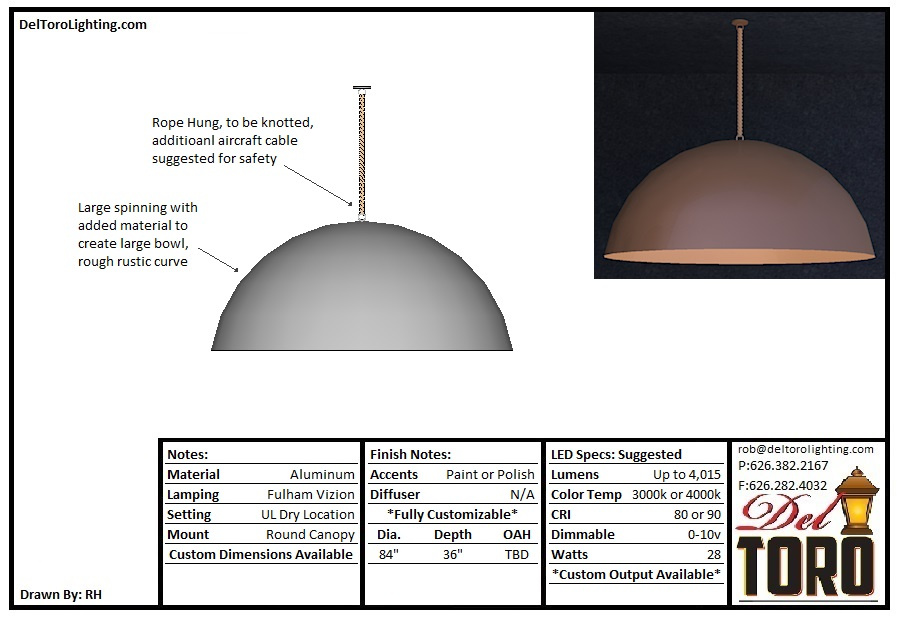 412P-Large Inverted Bowl Pendant