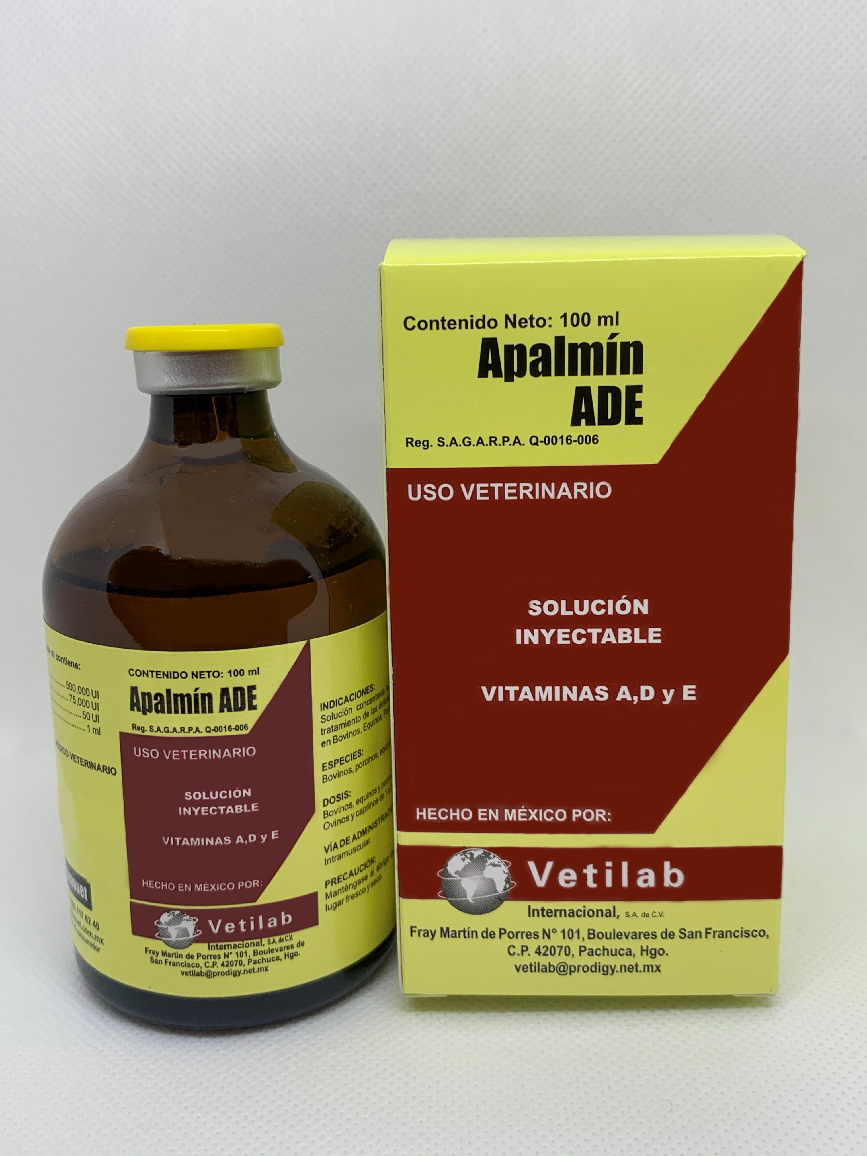 Frasco ámpula de vidrio con 10, 25, 50, 100 y 500 ml.
