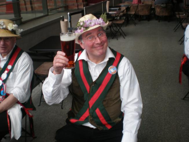 Alan ready of his next pint ! - St Pancras Station March 2011